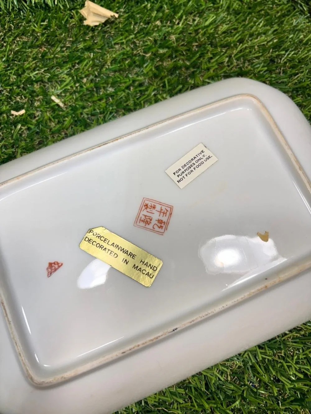 Vintage Asian Decor Lot Macau Porcelain Octopus Box Japanese Tray 4 Pc Rare